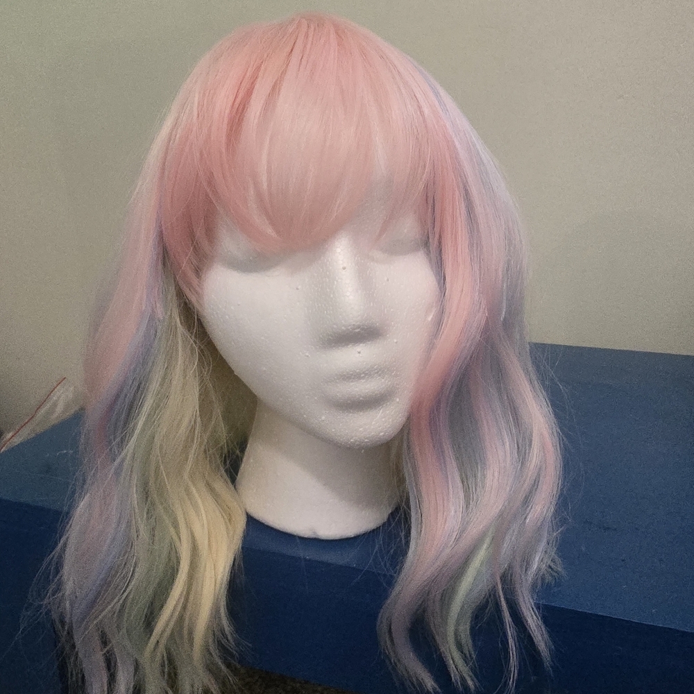 Chic Pastel Pink and Multicolor Wig